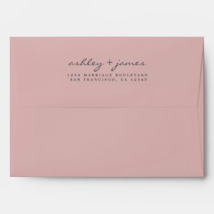 Elegant Script Names Pink Wedding Return Address Envelope