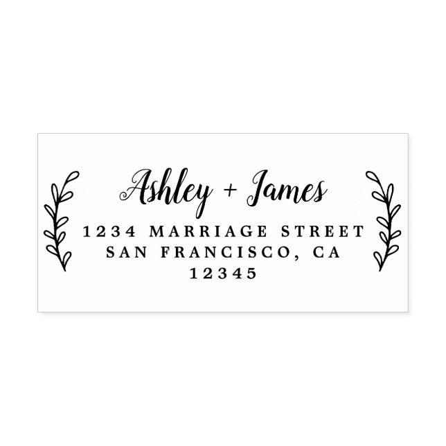 Elegant Script Names Wedding Return Address Rubber Rubber Stamp (Imprint)