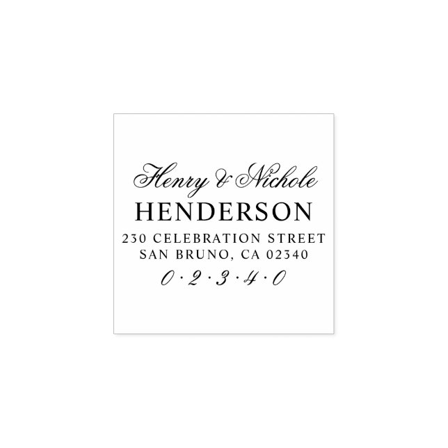 Elegant Script Names Wedding Return Address Rubber Stamp (Imprint)