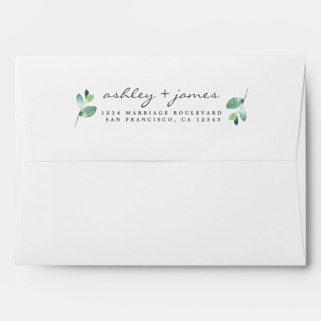 Elegant Script Names White Wedding Return Address Envelope (Back (Top Flap))