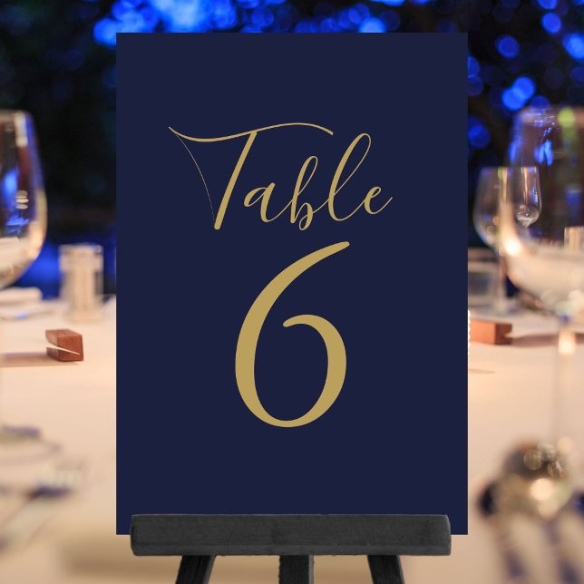 Elegant Script Navy Blue And Gold Table Numbers (Elegant Script Navy Blue And Gold Table Numbers)