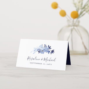 Elegant Script Navy Blue Modern Minimalist Wedding Place Card