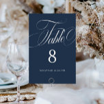 Elegant Script Navy Blue Wedding  Table Number<br><div class="desc">Elegant Script Navy Blue Wedding Table Number features a large,  bold script and elegant styling.</div>