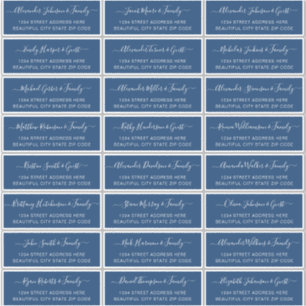 Elegant Script Navy White Wedding Guest Address