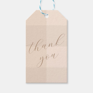 Elegant Script Neutral Gingham Thank You Gift Tags