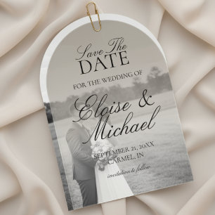 Elegant Script Neutral Tan Gradient Save The Date Acrylic Invitations