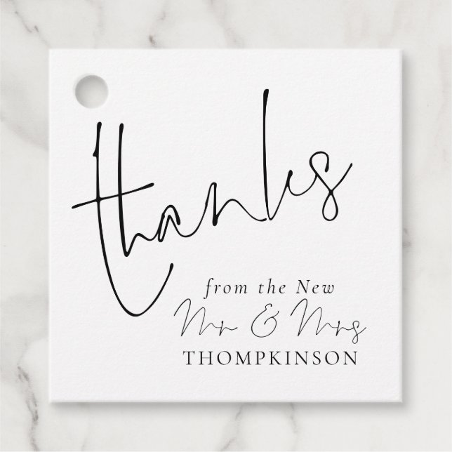 Elegant Script New Mr Mrs Wedding Any Colour Favour Tags (Front)