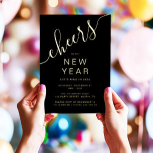 Elegant Script New Year Party Gold