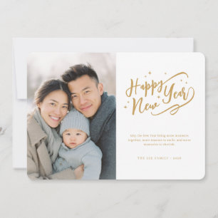 Elegant Script New Year Photo Holiday Card