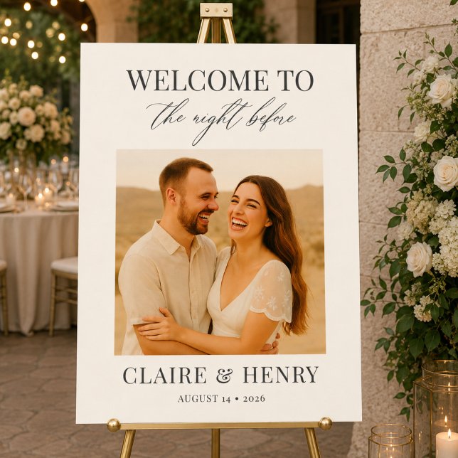 Elegant Script Night Before Photo Wedding Welcome  Poster (Creator Uploaded)