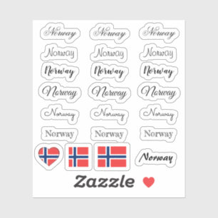 Elegant script Norway & Norwegian Flag /name Set