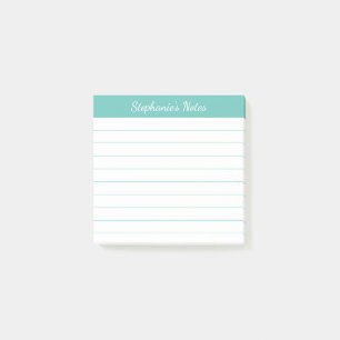 Elegant Script Notes Aqua Lined