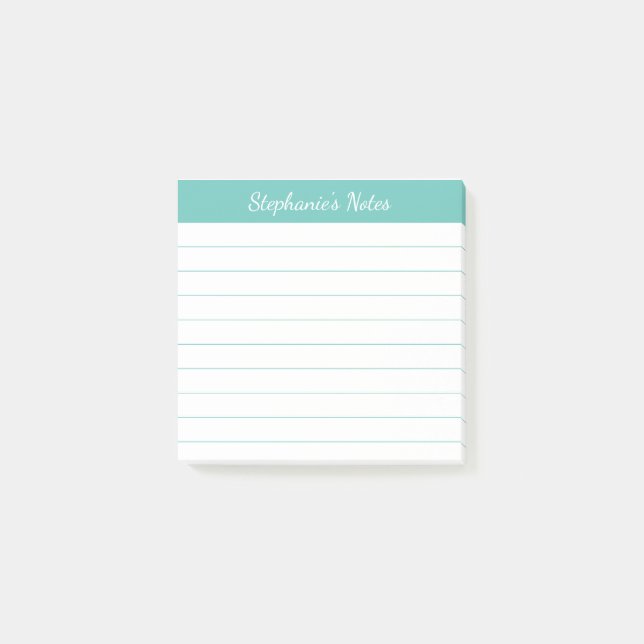 Elegant Script Notes Aqua Lined (Front)