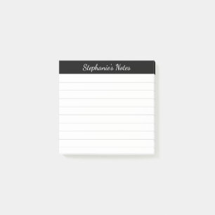 Elegant Script Notes Black Grey Lined