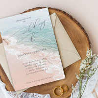 Elegant Script Ocean Beach Destination Wedding