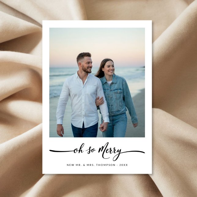 Elegant Script Oh So Merry Christmas Beach Photo Holiday Card (Creator Uploaded)