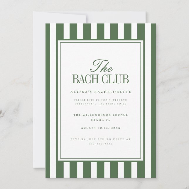 Elegant Script Olive Green Bachelorette Weekend Invitation (Front)