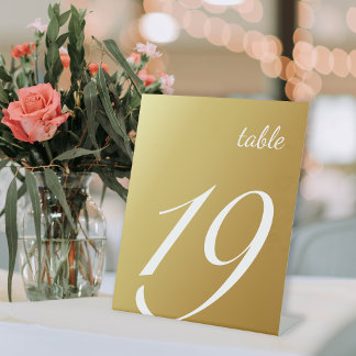 Elegant Script Ombre Gold Wedding Pedestal Sign