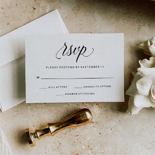 Elegant Script on Watercolor Paper Look Background RSVP Card
