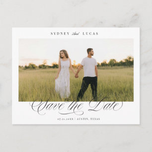 Elegant Script One Photo Save the Date  Announcement Postcard