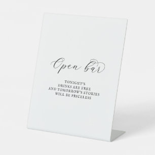 Elegant Script Open Bar Sign