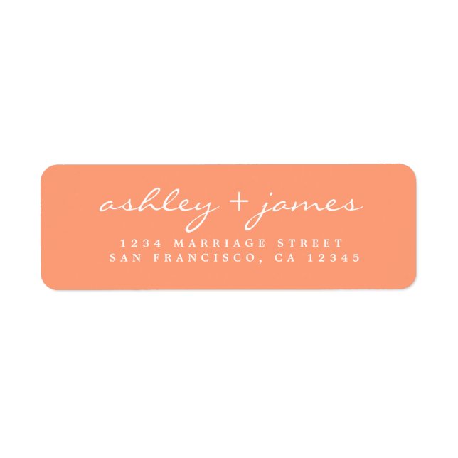 Elegant Script Orange Wedding Return Address (Front)