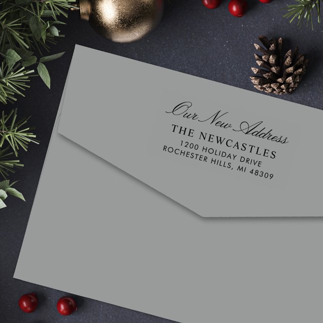 Elegant Script Our New Return Address Self-inking Stamp (Creator Uploaded)