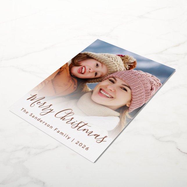 Elegant Script Overlay Custom Photo Christmas (Rotated)