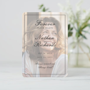Elegant Script Overlay Photo Funeral Thank You Card