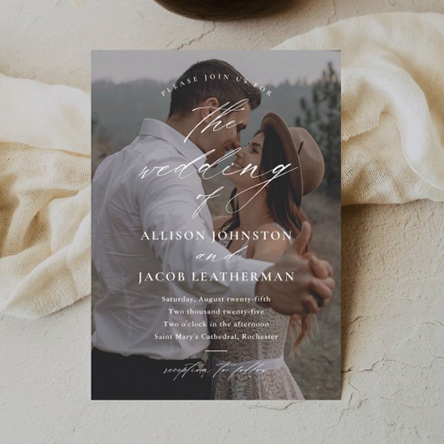 Elegant Script Overlay Photo Wedding Save The Date (Creator Uploaded)