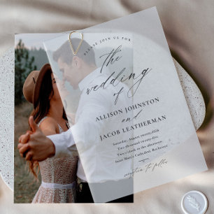 Elegant Script Overlay Wedding  Vellum Invitations