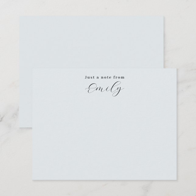 Elegant Script Pale Blue Personalised Flat Card (Front/Back)