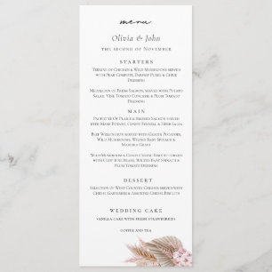 Elegant Script Pampas Grass Wedding  Menu