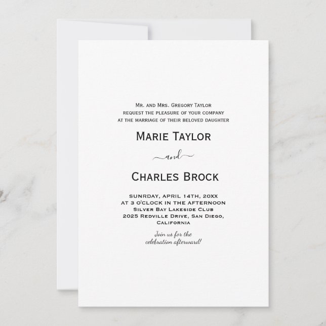 Elegant Script Parents Wedding Invitation (Front)