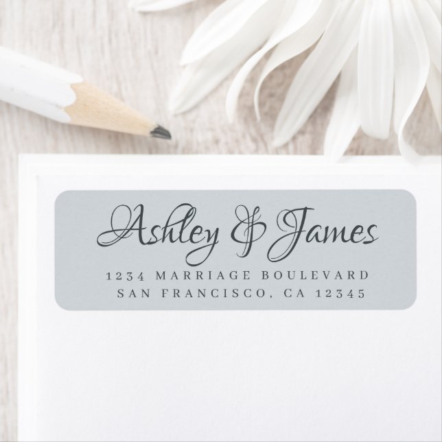Elegant Script Pastel Blue Wedding Return Address (Insitu)