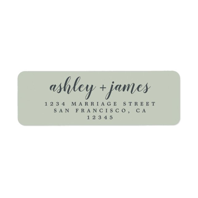 Elegant Script Pastel Green Wedding Return Address (Front)
