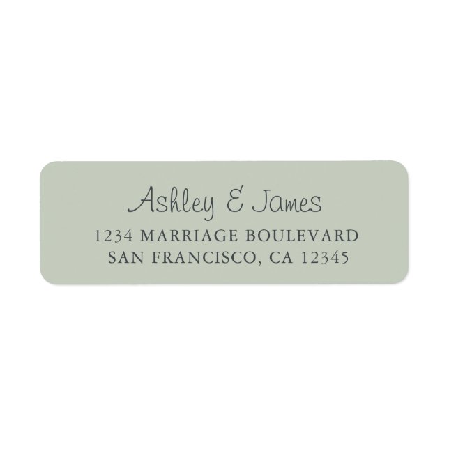 Elegant Script Pastel Green Wedding Return Address (Front)