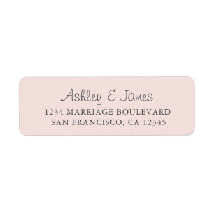 Elegant Script Pastel Pink Wedding Return Address