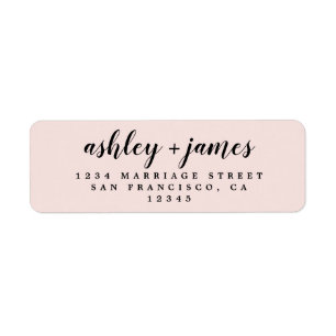 Elegant Script Pastel Pink Wedding Return Address