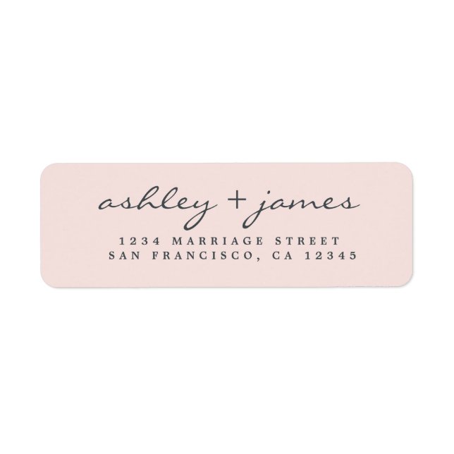 Elegant Script Pastel Pink Wedding Return Address (Front)