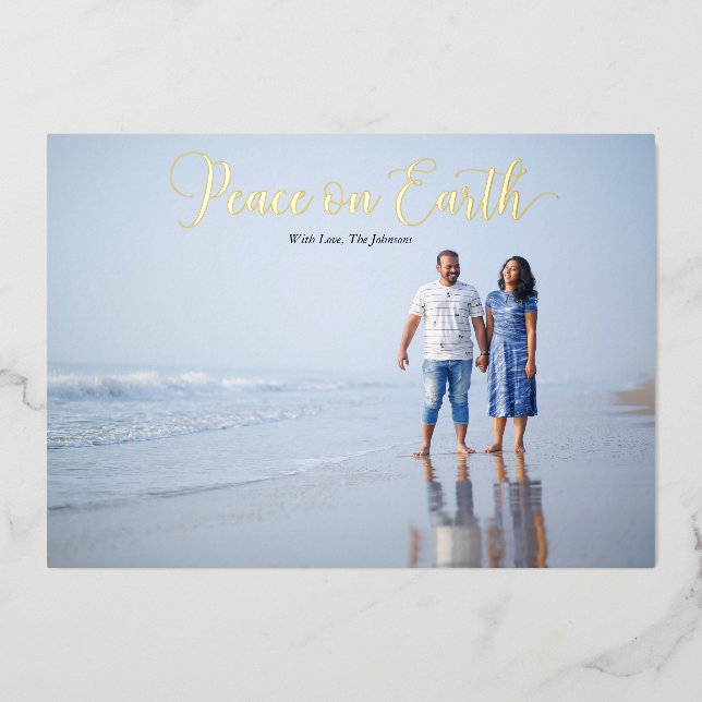 Elegant Script Peace on Earth Personalised (Front)