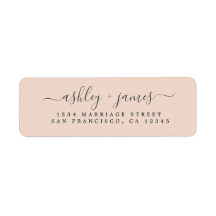 Elegant Script Peach Dust Wedding Return Address