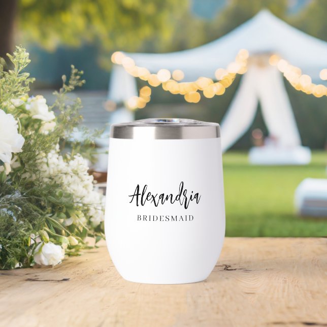 Elegant Script Personalised Bridesmaid Name Wine (Wedding (Rotated))
