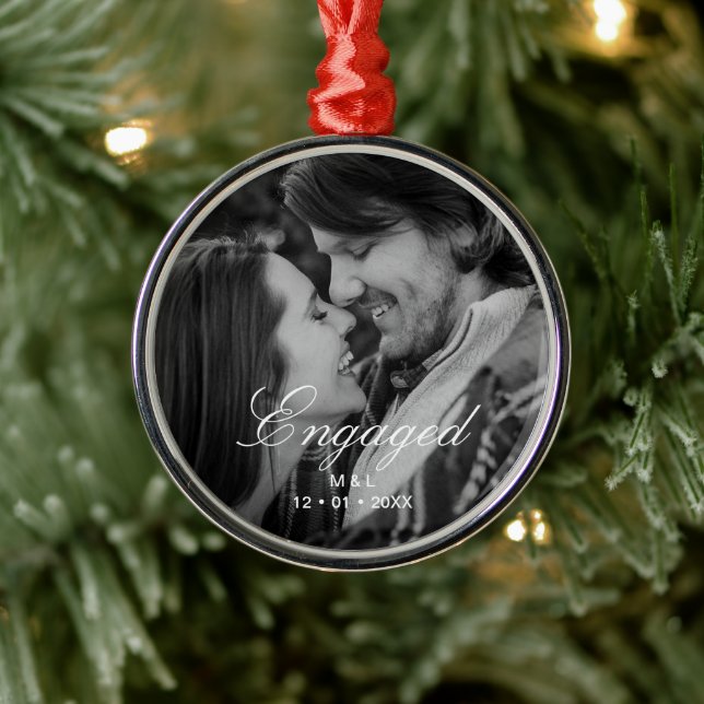 Elegant Script Personalised Couple Photo Metal Tree Decoration (Tree)