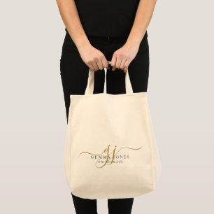 Elegant Script Personalised Monogram Bridesmaid Tote Bag