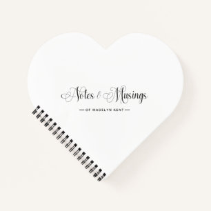 Elegant Script Personalised Notes & Musings Heart Notebook