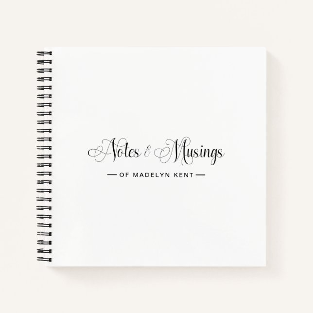 Elegant Script Personalised Notes & Musings Notebook (Front)