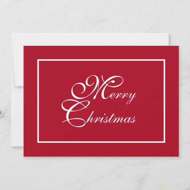 Elegant Script Personalised Red Christmas Holiday Card (Front)