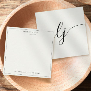 Elegant Script Personalised Stationery Ivory White Card