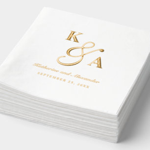 Elegant Script Personalised Wedding Monogram Real Foil Napkins